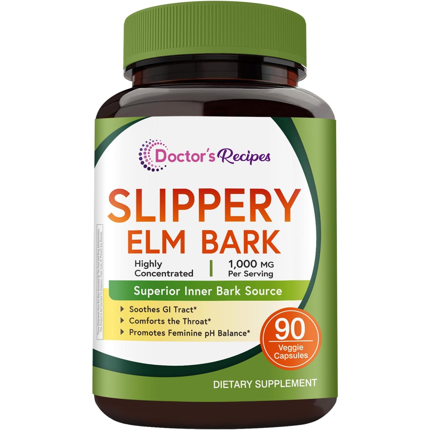 Doctor's Recipes Slippery Elm Bark Capsule 90 Count