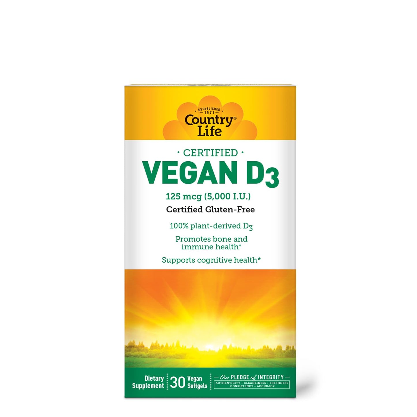 Country Life Vitamin D3 5000 IU Softgel, 30 Count