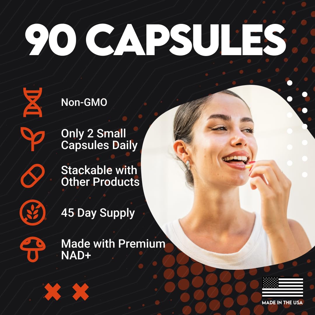 UTOYA NAD 1500+ Nicotinamide Riboside with Trans-Resveratrol Capsules, 90 Count
