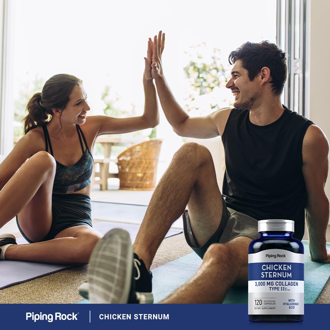 Piping Rock Chicken Sternum Type II Collagen Supplement 3000mg Capsules 120 Count