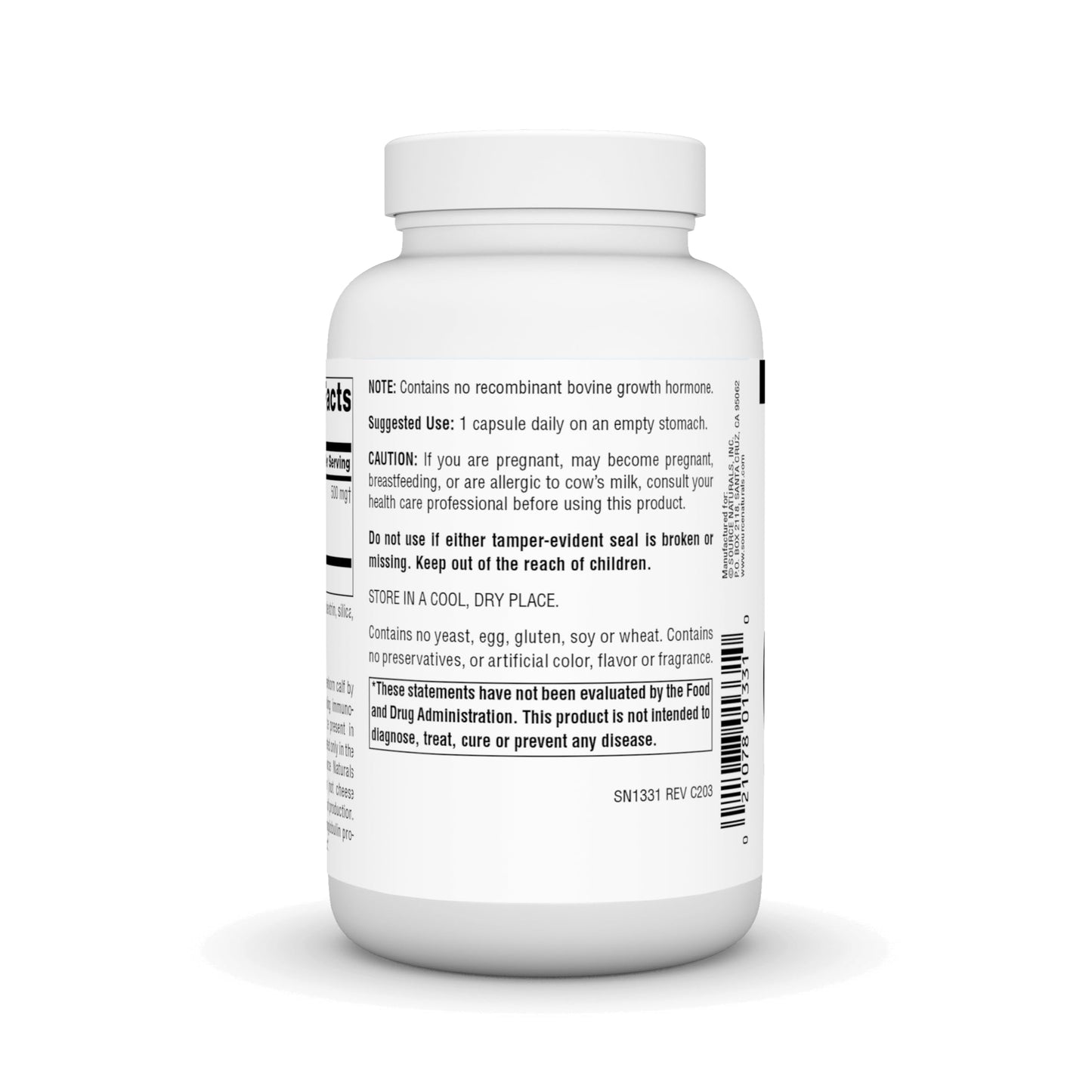 Source Naturals Colostrum Contains 30 Percent Immunoglobulins 120 Capsules