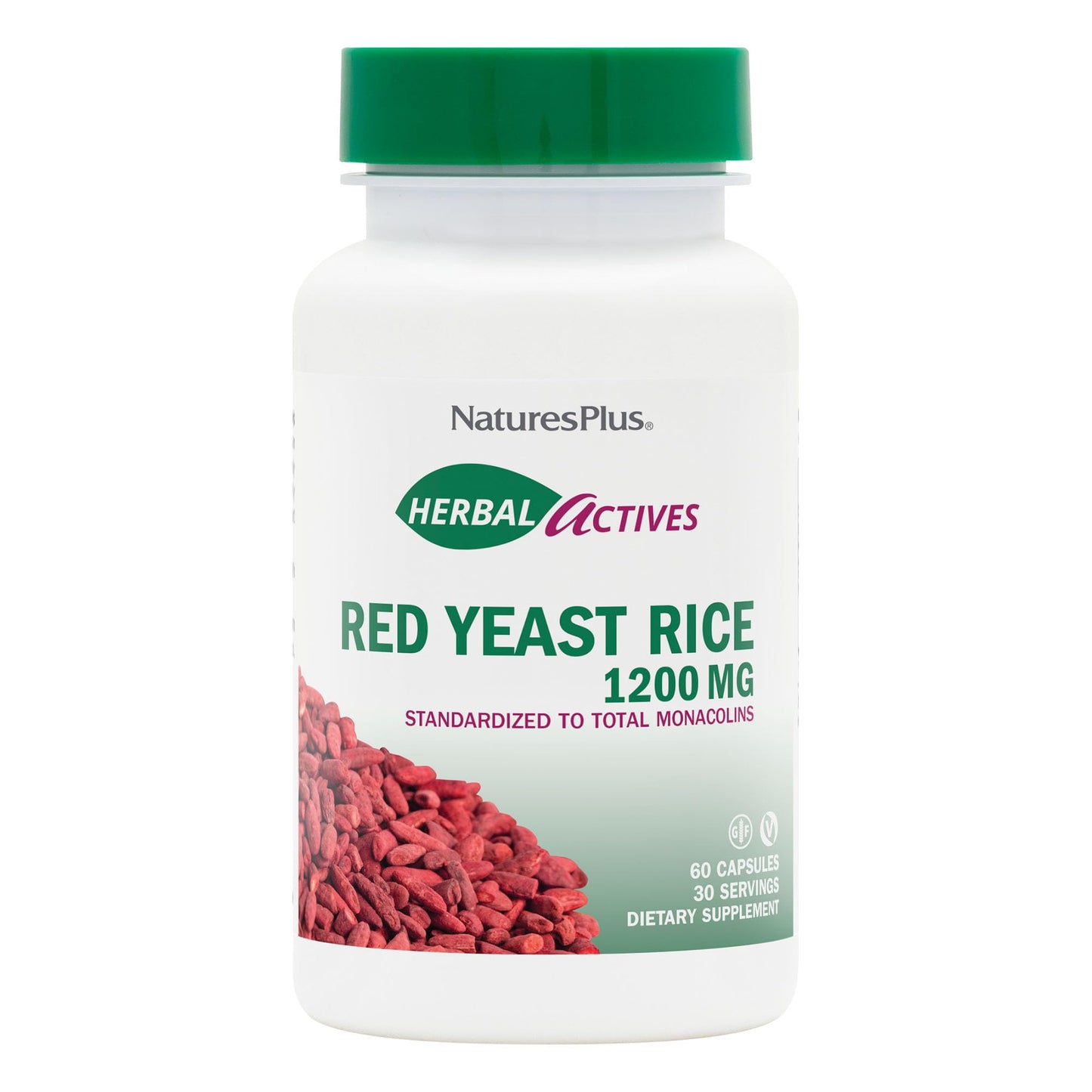 NaturesPlus Herbal Actives Red Yeast Rice 1200 mg Capsules, 60 Count
