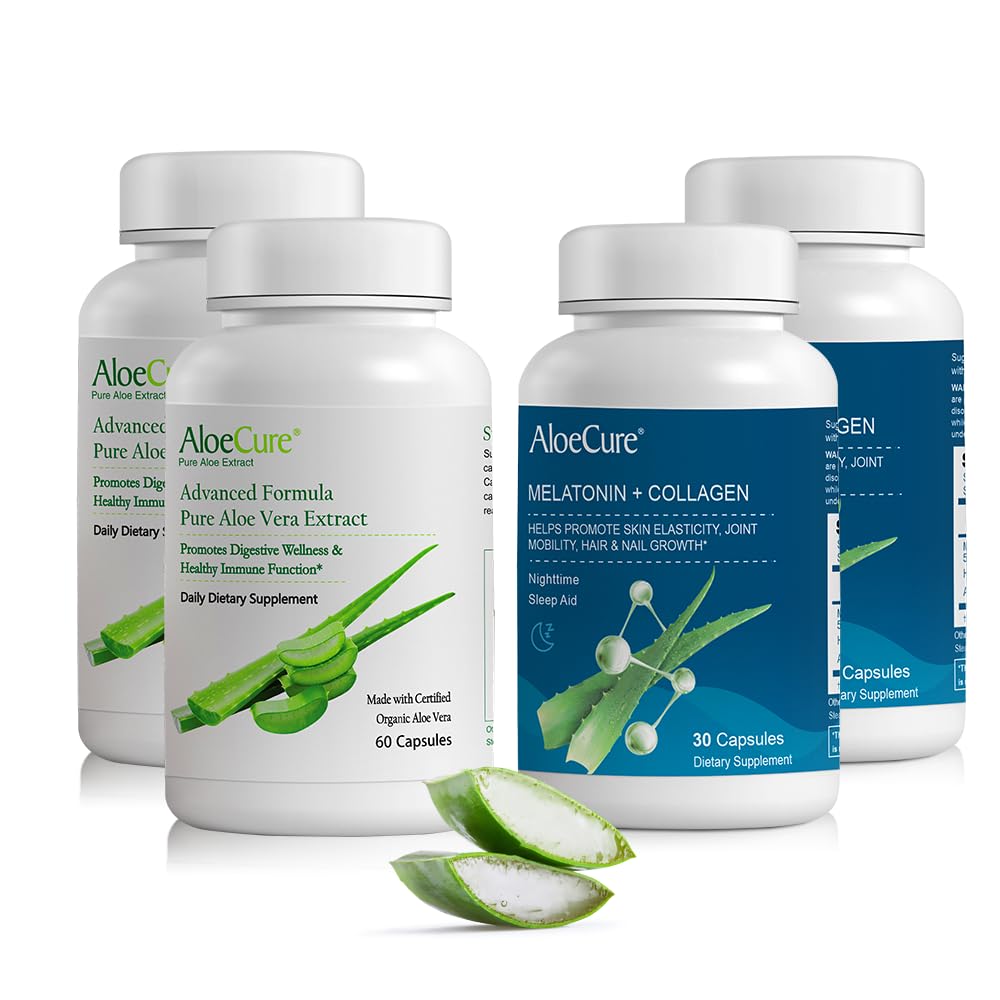 AloeCure Organic Aloe Vera Capsules, 4 Count