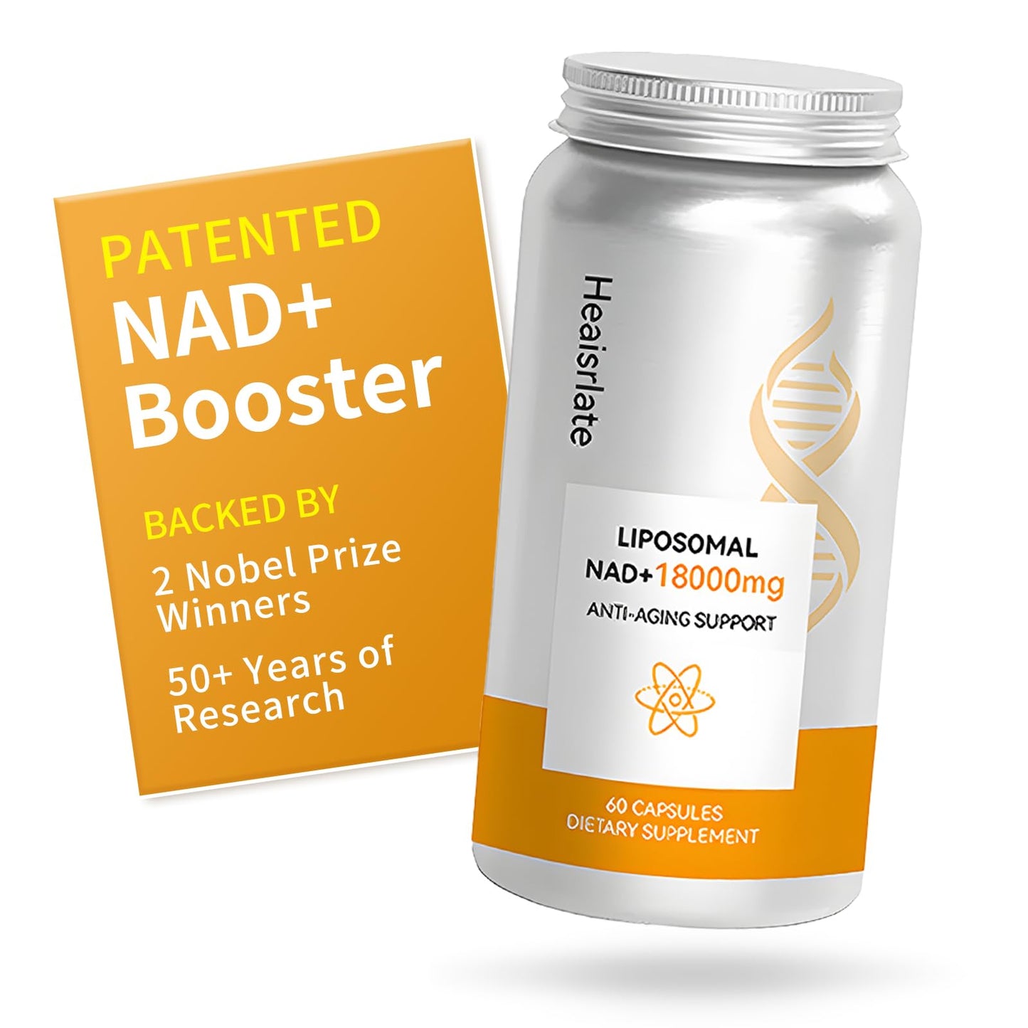 Heaisrlate NAD+ Supplement 600mg with Quercetin & Resveratrol - Liposomal NAD Booster for Cellular Energy, Anti-Aging Support - D-Ribose Enhanced Formula - Vegan, Non-GMO, 3rd Party Tested, 60 Capsules