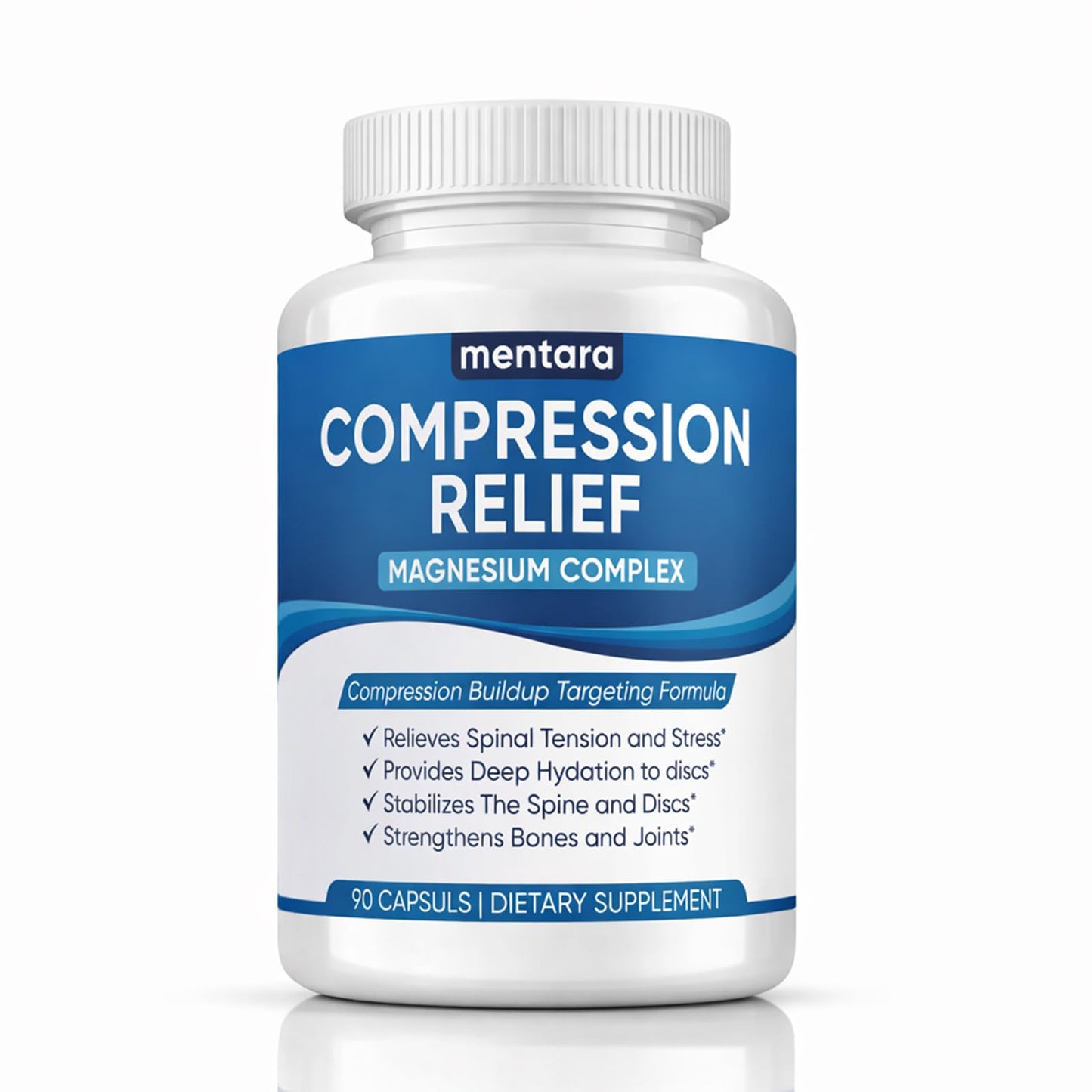 WOVOEO Mentara Compression Relief Magnesium Capsules, 1000mg Triple Magnesium Blend (Glycinate, Malate, Taurate), 90 Capsules