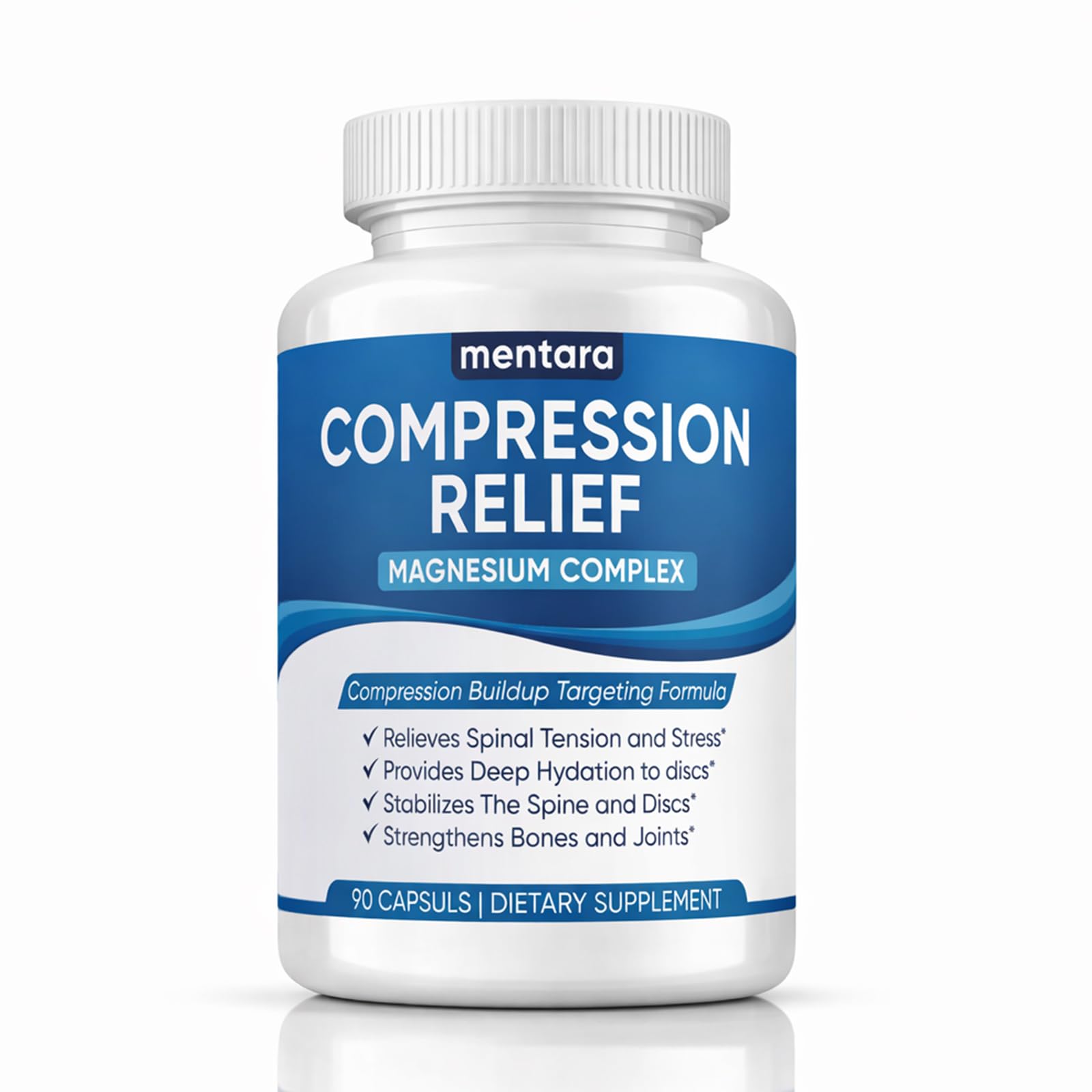 WOVOEO Mentara Compression Relief Magnesium Capsules, 1000mg Triple Magnesium Blend (Glycinate, Malate, Taurate), 90 Capsules
