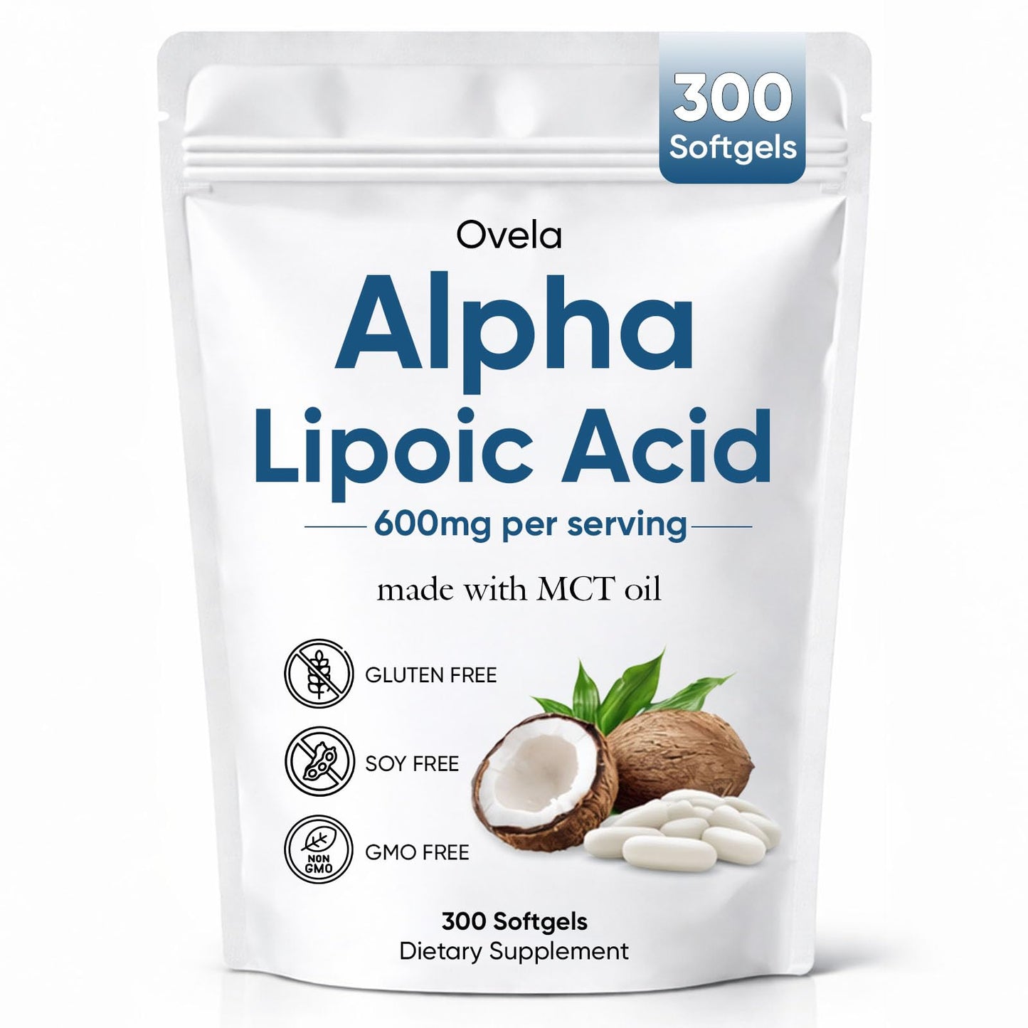 Aacnre Ovela Alpha Lipoic Acid 600mg with MCT Oil Softgels, 1 Count