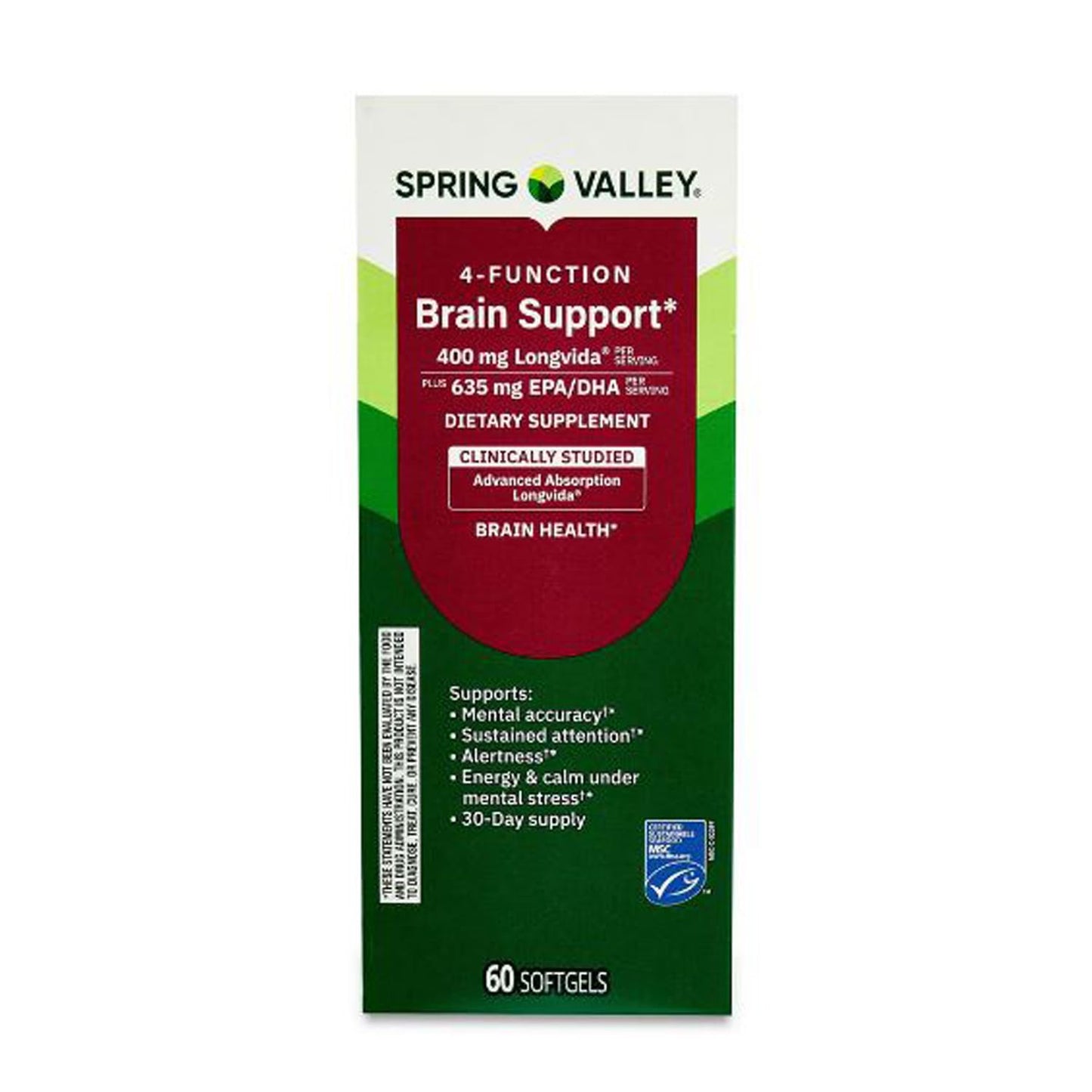 H4U 4-Function Brain Support Dietary Supplement Softgels, 60 Count