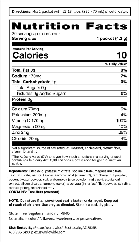 Plexus Hydrate Lemon Lime Powder 2.96 Ounce