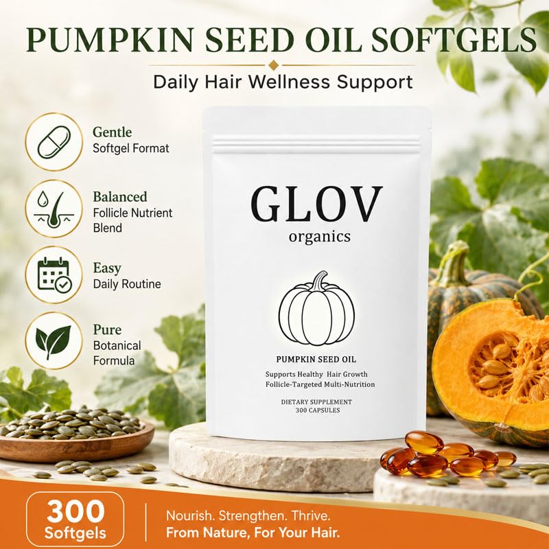 Glov Organics Pumpkin Seed Oil Capsule, Hair Loss Complex, 1 Count