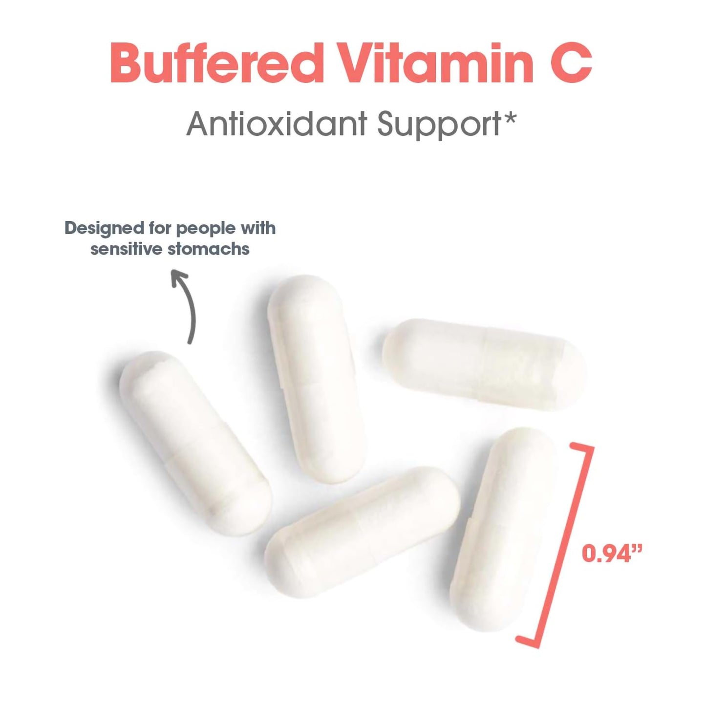 Allergy Research Group ARG Buffered Vitamin C 1000 mg Vitamin C Immune Support Vegetarian Capsules Hypoallergenic Formula 120 Count