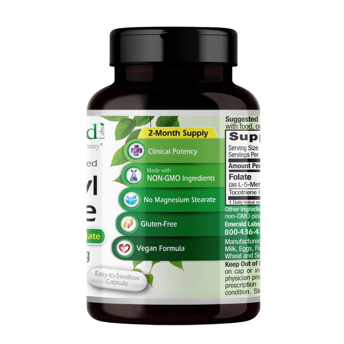 Emerald Labs Methyl Folate 800 mcg Capsule, 60 Capsules