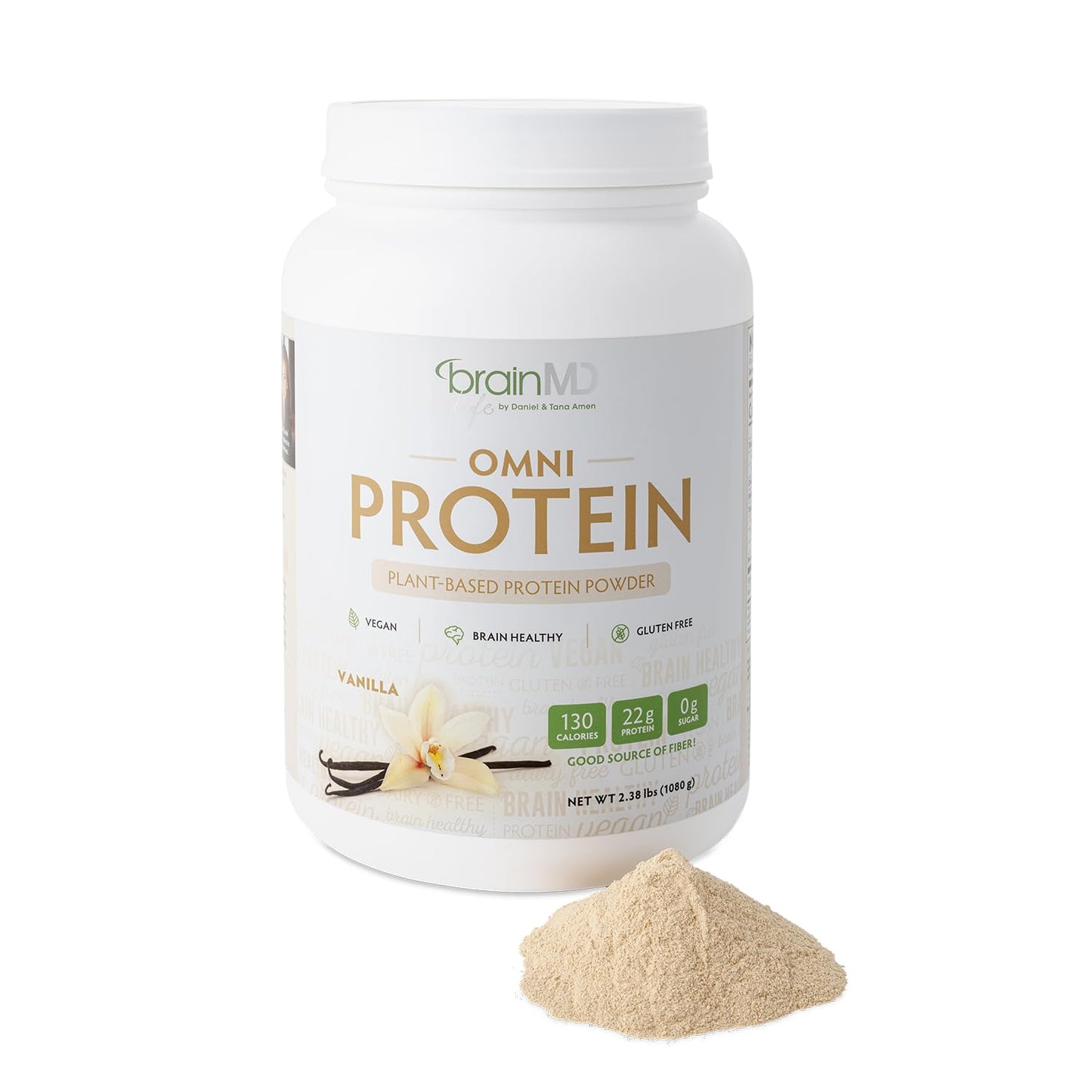 BRAINMD Dr Amen OMNI Protein Vanilla Protein Powder, 38.08 oz
