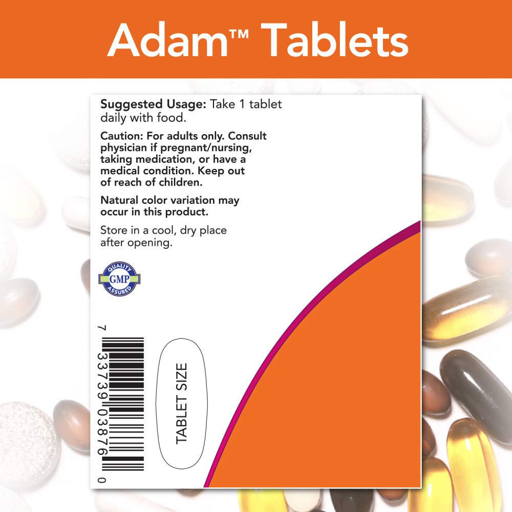 NOW Foods Adam Men's Multivitamin Tablet, 120 Count
