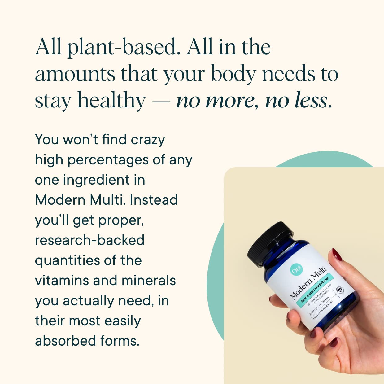 Ora Organic Plant Based Multivitamin for Women and Men - Bluelight Protection, Brain, Eye, Energy, Immune, Skin, Hair, Heart, and Bone Health Support, 60 Capsules