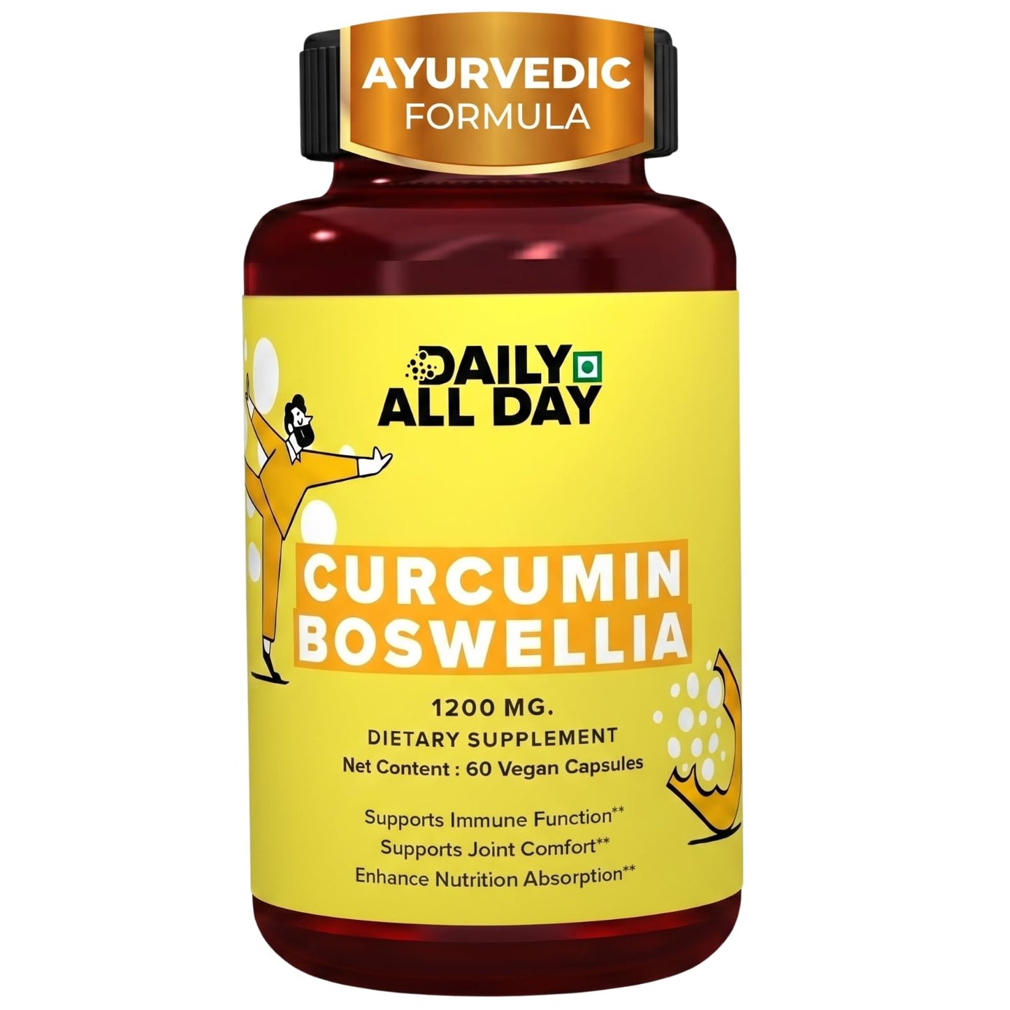 Daily All Day Curcumin Boswellia Wellness Capsules, 60 Count