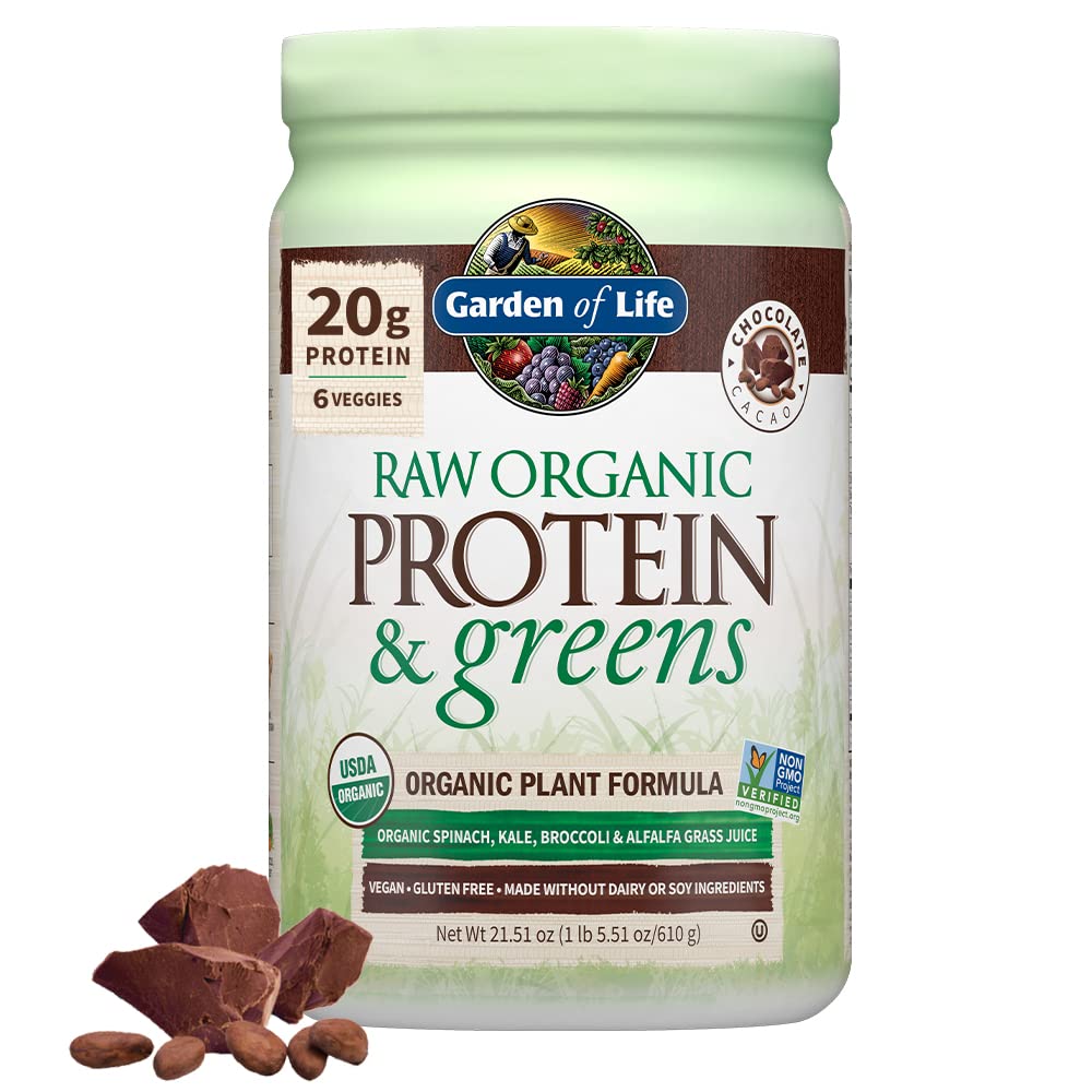 Garden of Life Raw Organic Protein & Greens Protein Powder, Chocolate, 2 Pack