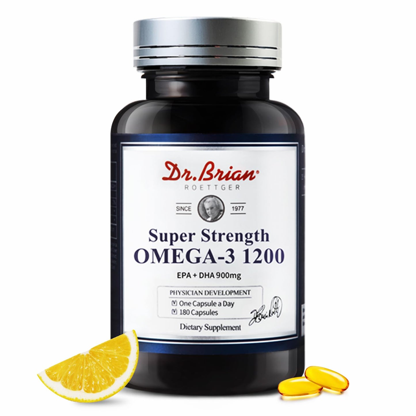 DR.BRIAN ROETTGER Odorless Omega-3 Fish Oil Supplement 1200 mg Capsule, 180 Count