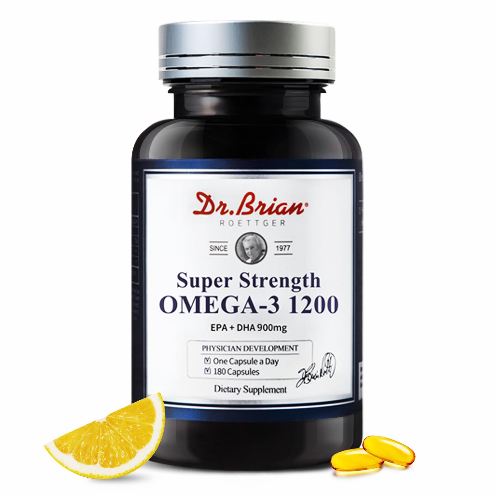 DR.BRIAN ROETTGER Odorless Omega-3 Fish Oil Supplement 1200 mg Capsule, 180 Count