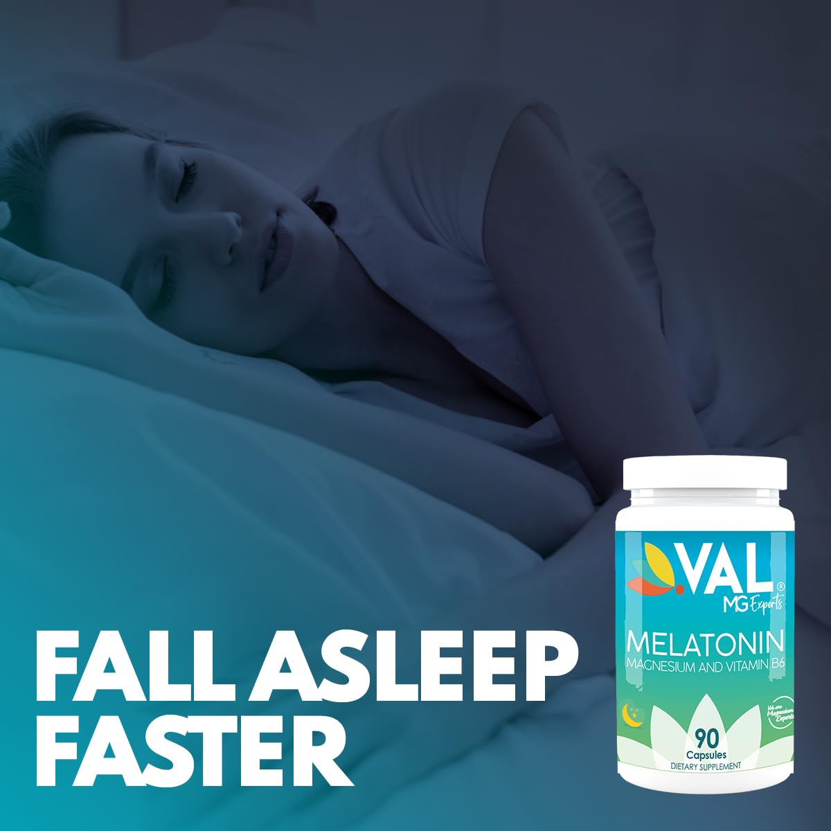 VAL Mg Experts Melatonin 3mg with Vitamin B6 & Magnesium Capsule, 90 Count