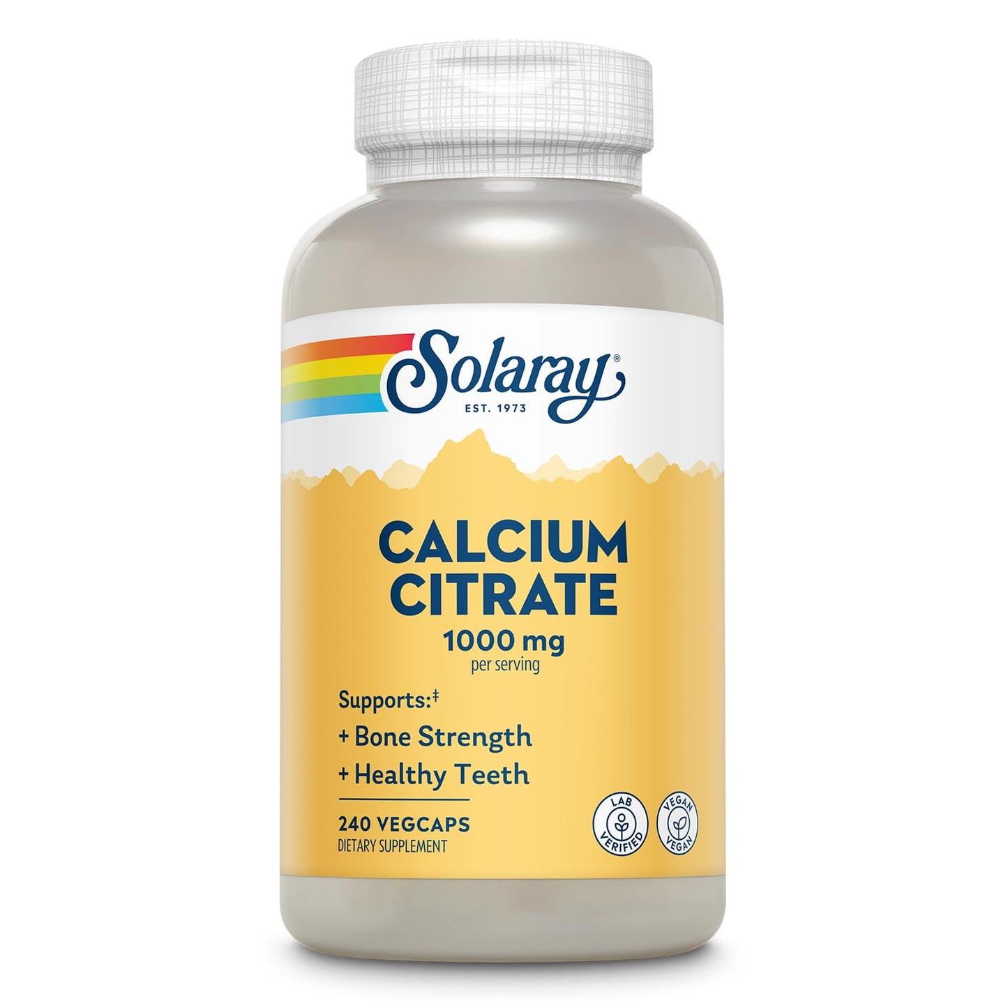 Solaray Calcium Citrate 1000mg Chelated Calcium Supplement Capsule 240 VegCaps