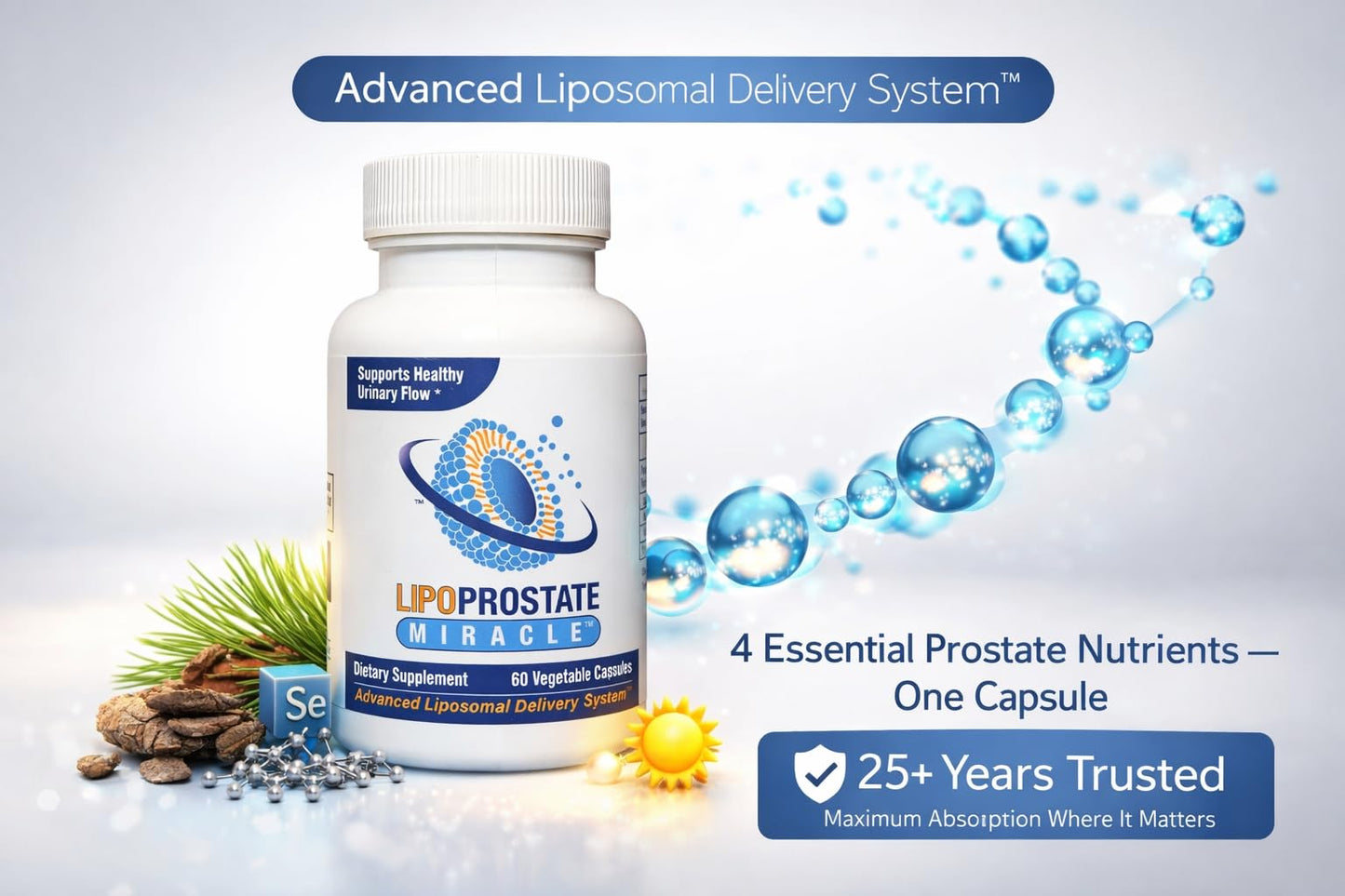 NHS Global LipoProstate Miracle Liposomal Beta Sitosterol Prostate Supplement for Men, 60 Capsules