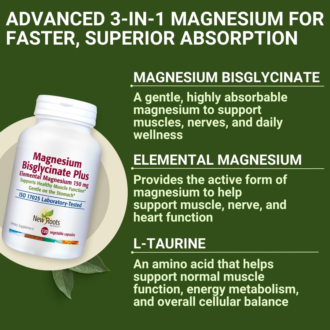 New Roots Herbal Magnesium Bisglycinate Plus 120 Capsules