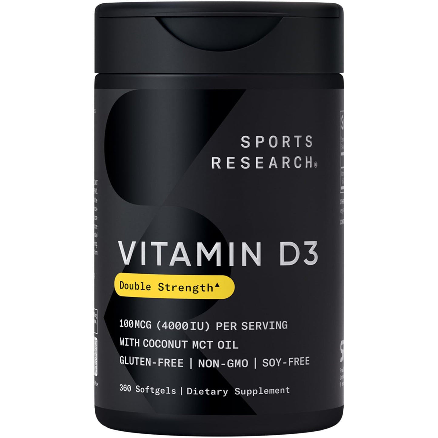 Sports Research Vitamin D3 4000iu/100mcg with Coconut MCT Oil, 360 Softgels