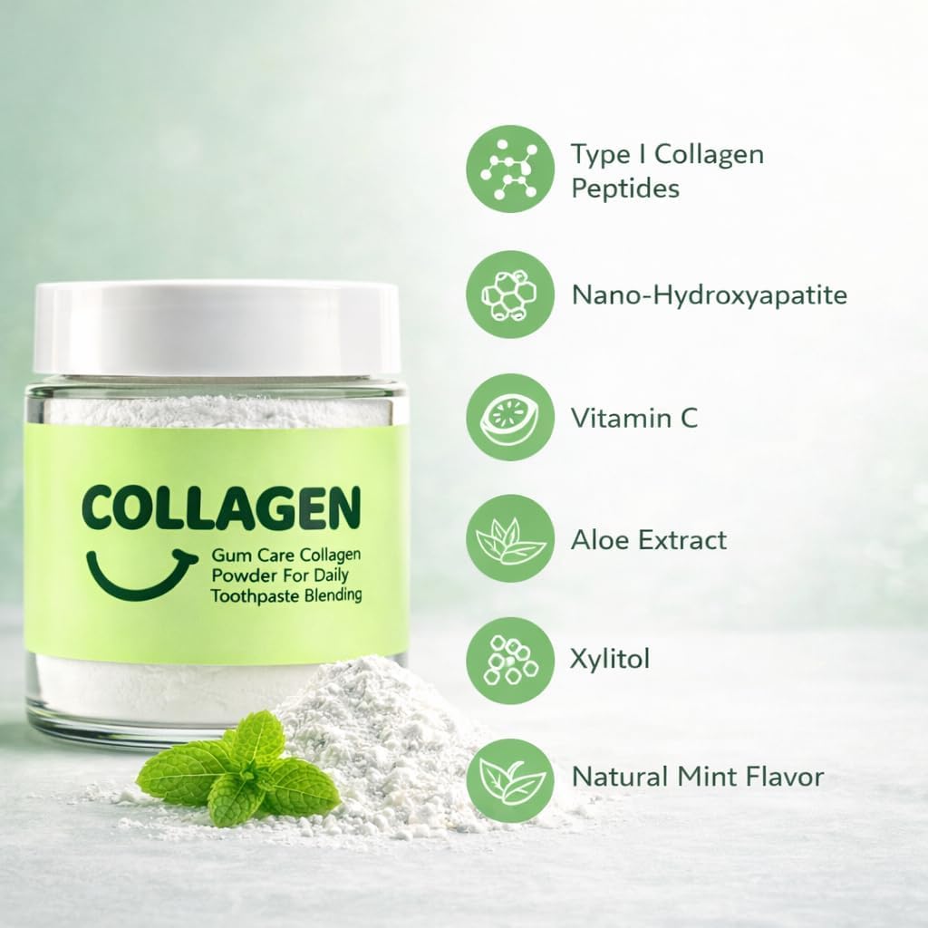 Guliqi Collagen Powder for Gums and Teeth, with Hydroxyapatite, Daily Gumline Support, 8.53 Ounce