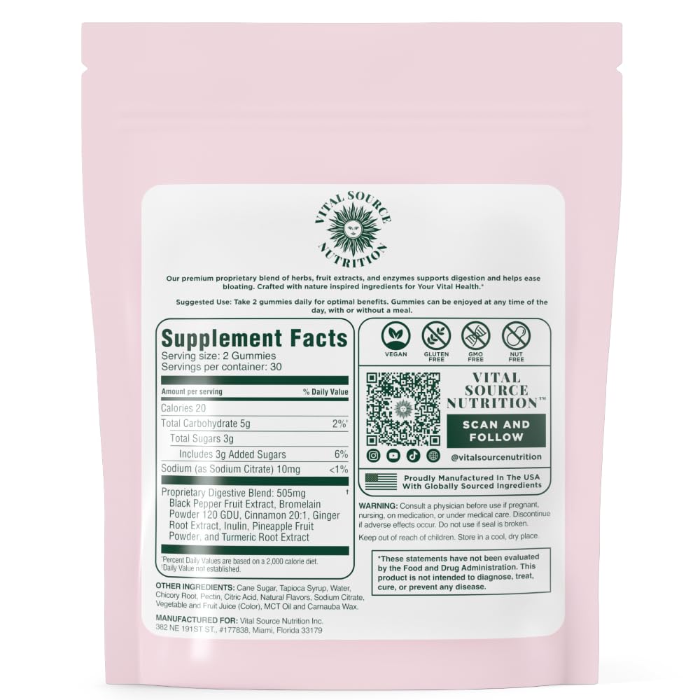 Vital Source Nutrition AiRi Debloat Support Gummies 60 Count