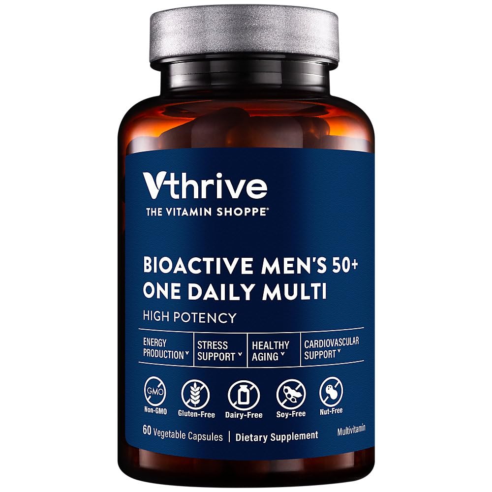 Vthrive Bioactive Men's 50+ Multivitamin One-Daily Multi Vegetarian Capsules, 60 Count