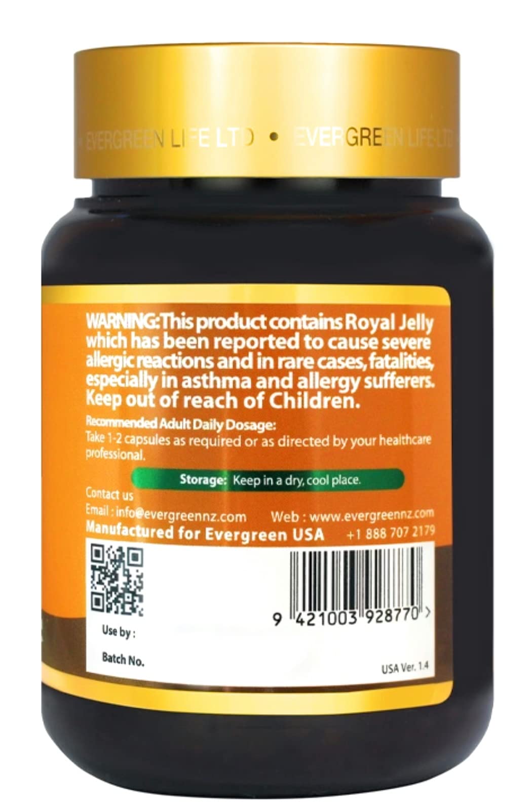 Generic Evergreen Royal Jelly Capsule 300 Count