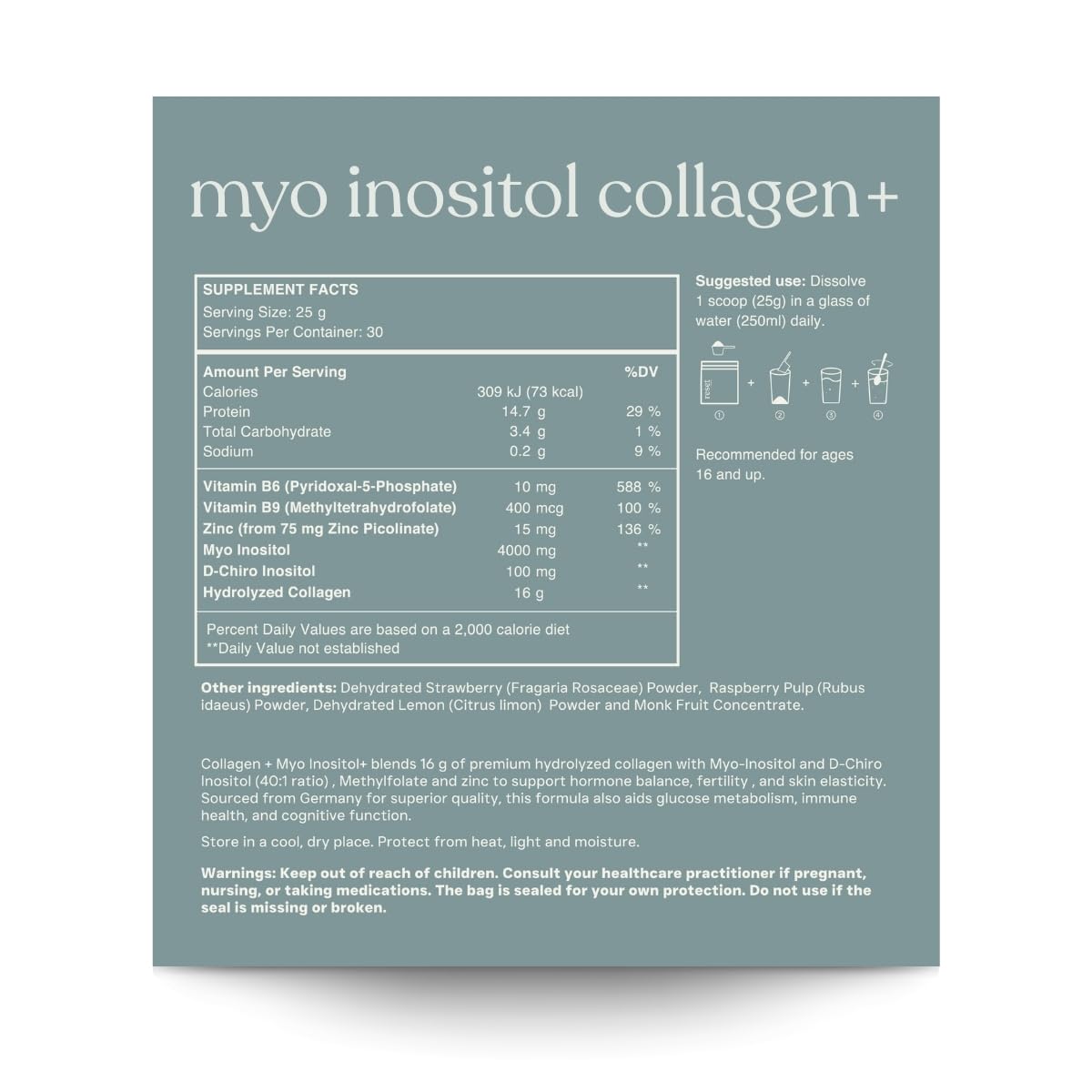 Reset Wellness MYO INOSITOL Collagen+ Myo-Inositol & D-Chiro Inositol (40:1) Powder 26.5