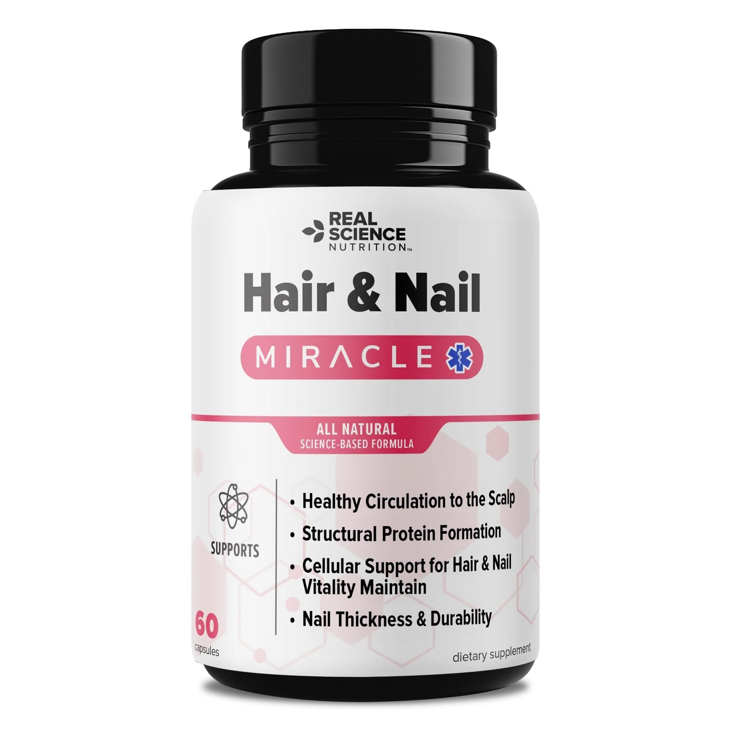 Real Science Nutrition Hair and Nail Vitamins Capsules, 60 Count
