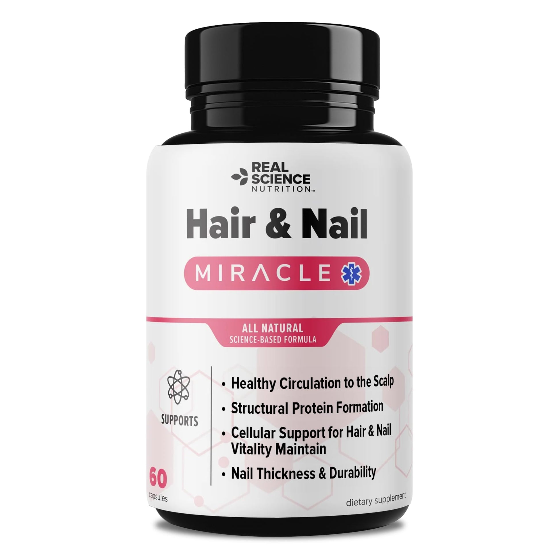 Real Science Nutrition Hair and Nail Vitamins Capsules, 60 Count