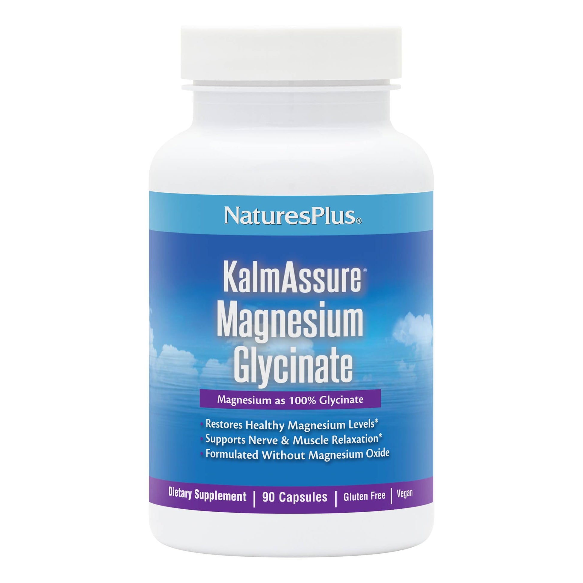 NaturesPlus KalmAssure Magnesium Glycinate Vegan Capsules 90 Count