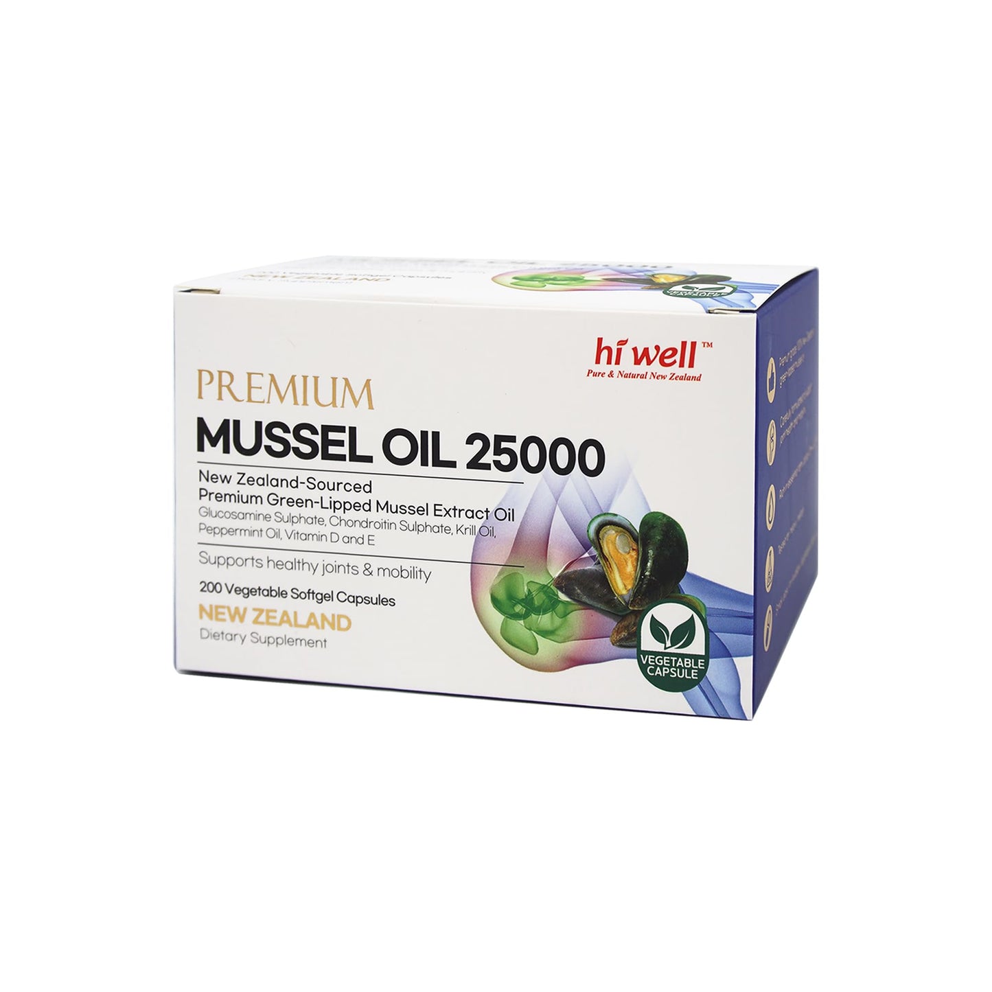 Hi Well Premium Mussel 25000 Softgel Capsules, 600 Softgel Capsules