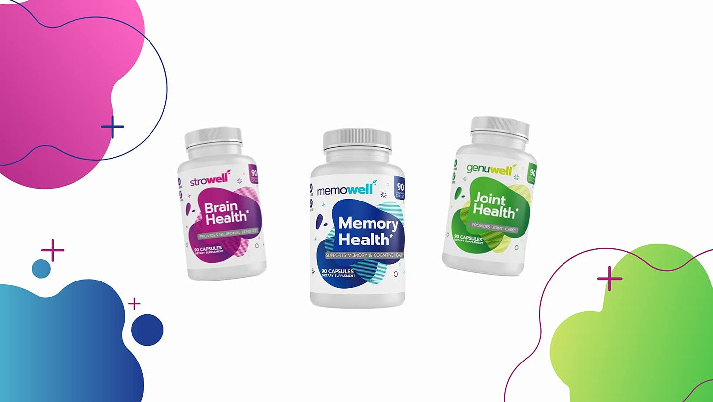 Memowell Brain Supplement Advanced Memory Formula for Brain Health, 90 Capsules