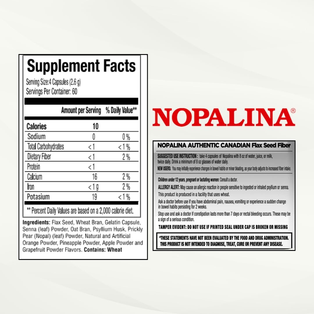 Nopalina Fiber Formula Capsules, 240 Count