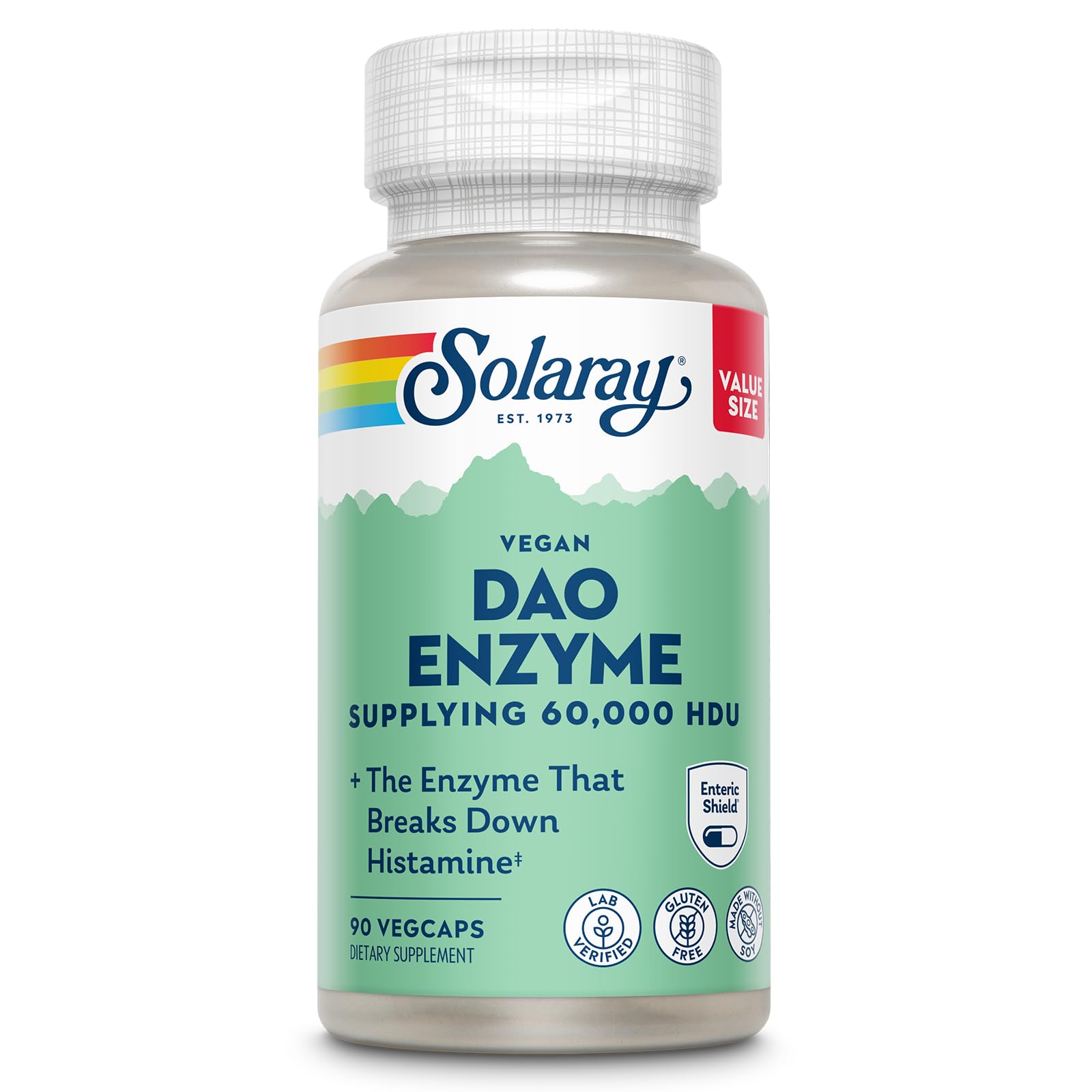 SOLARAY DAO Enzyme 60,000 HDU Capsule, 90 VegCaps