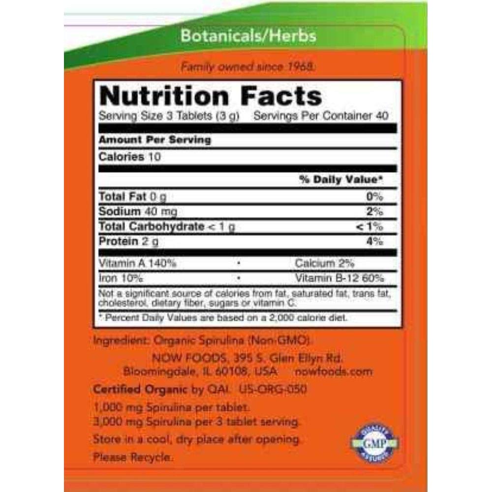 NOW Foods Spirulina Tablets 120-Count