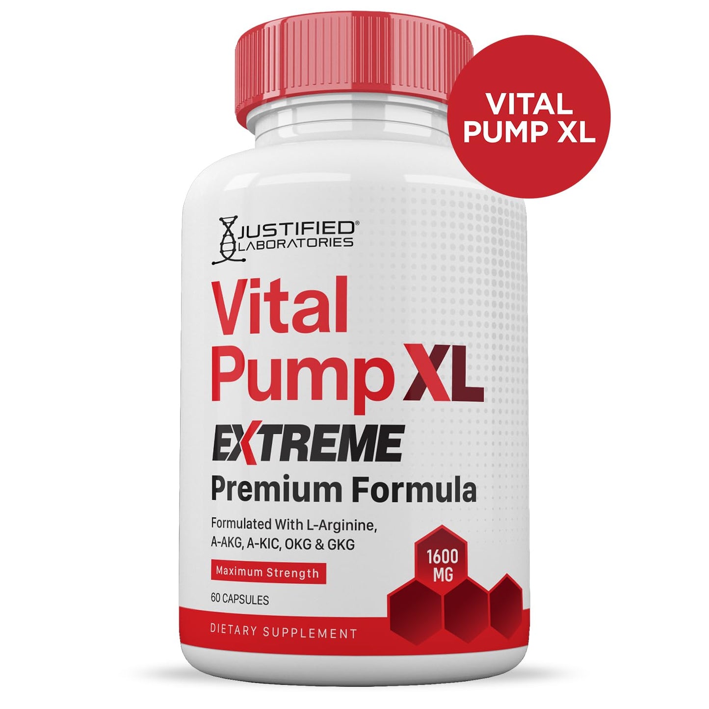 Justified Laboratories Vital Pump XL Extreme Pills 1600MG Premium Formula Proprietary Blend for Men's Health 180 Capsules