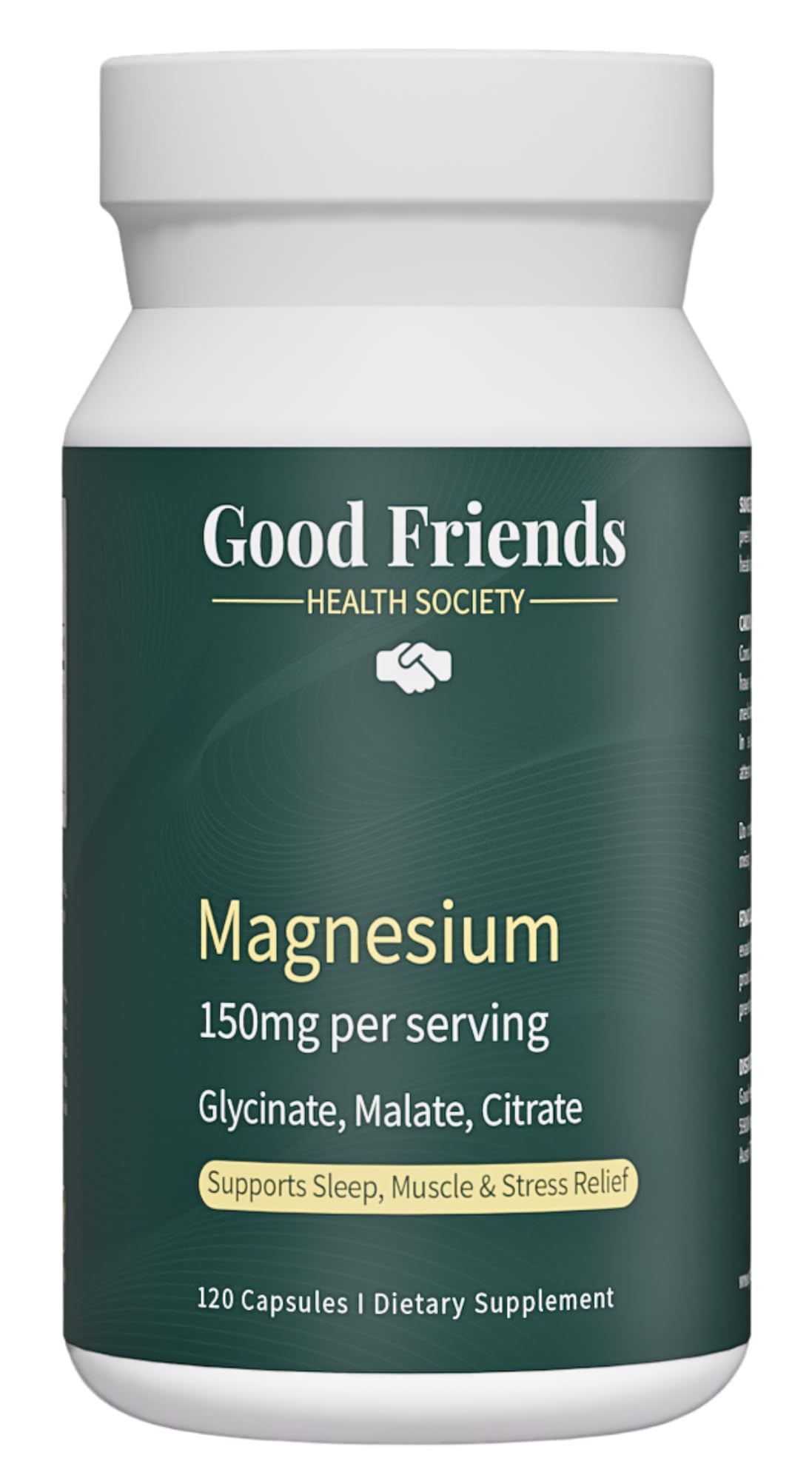 Good Friends Health Society Magnesium Glycinate, Malate, & Citrate - High Absorption Veggie Capsules, 120 Count