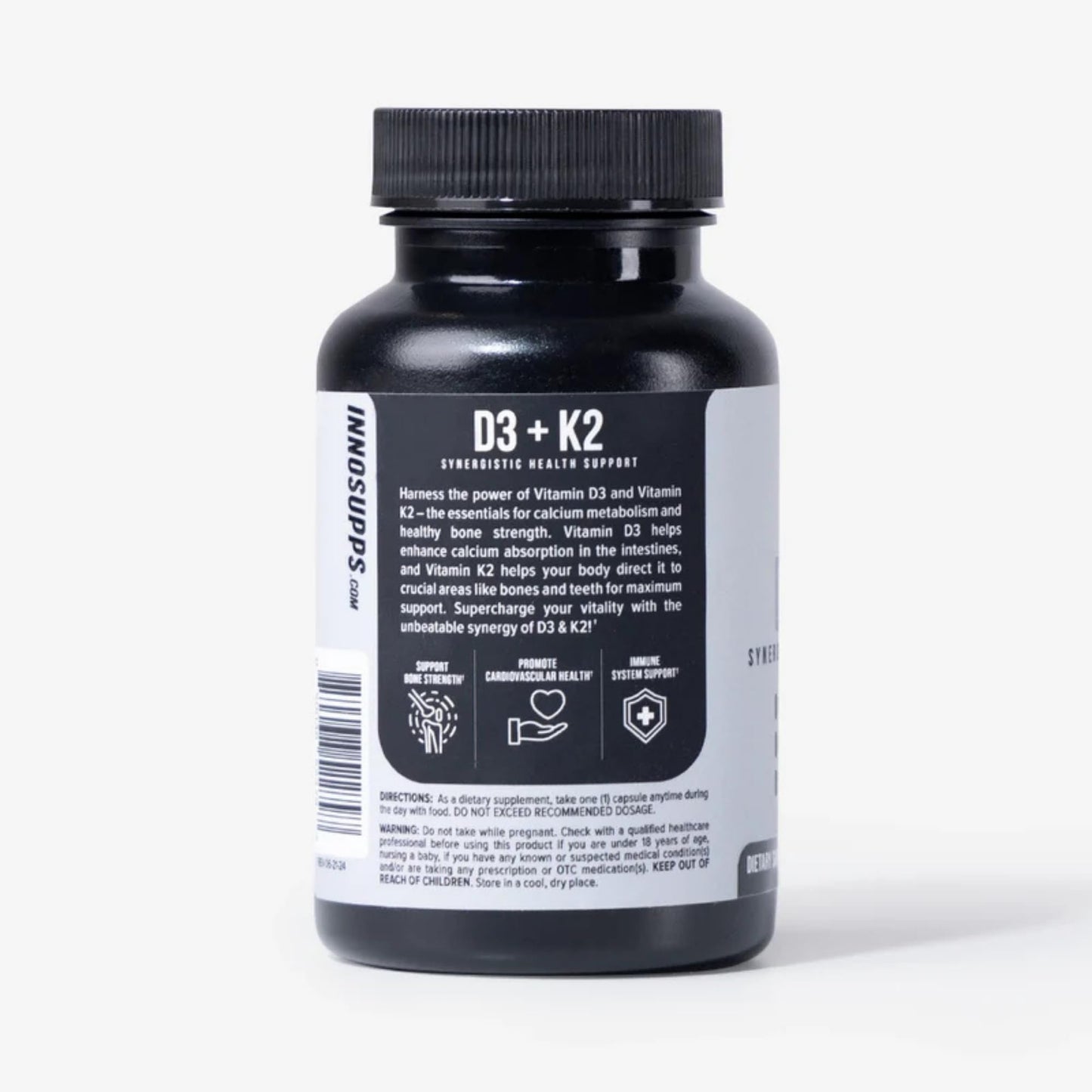 InnoSupps D3+K2 Vitamin K2 and D3 Supplement with Magnesium Capsules 30