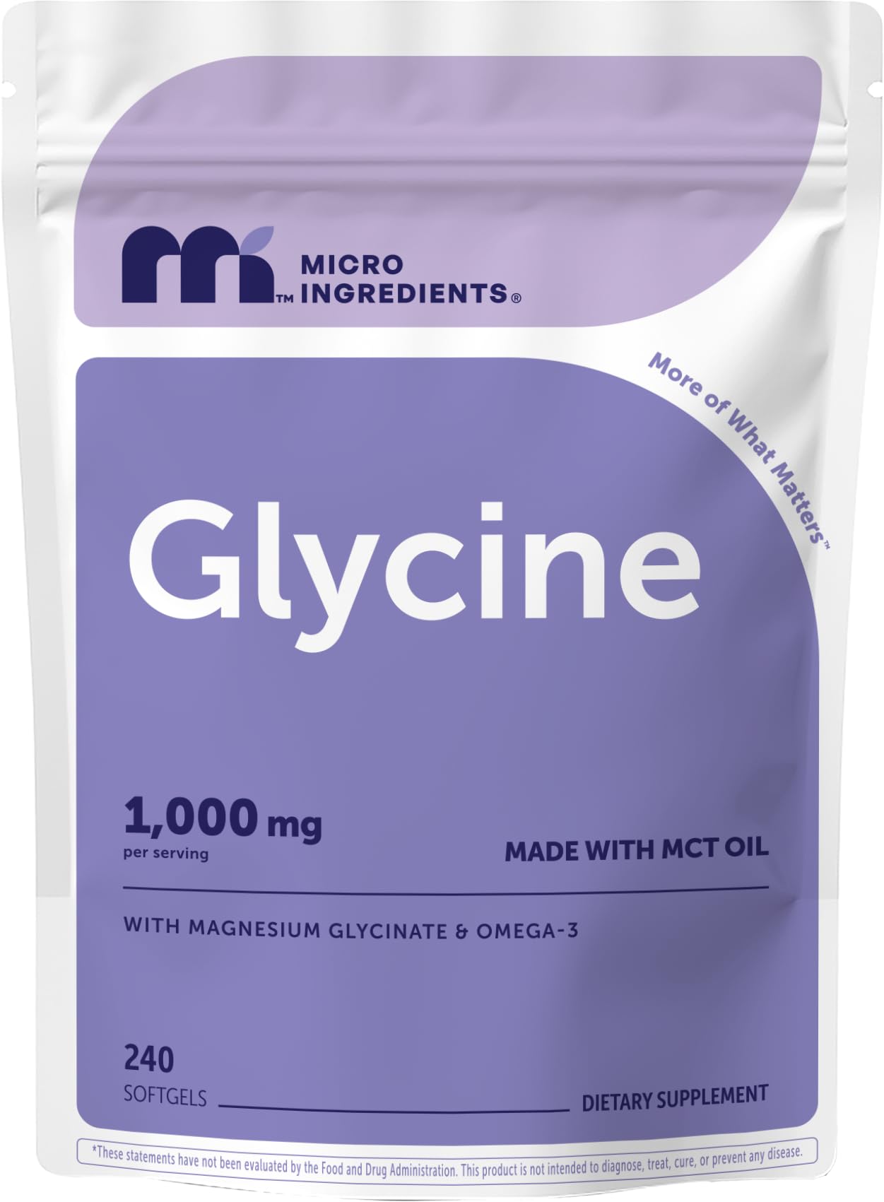 Micro Ingredients Glycine 1,000 mg Per Serving Softgels 240