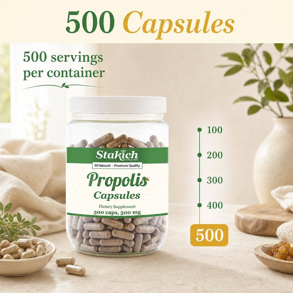 Stakich Bee Propolis Capsules 500 Count