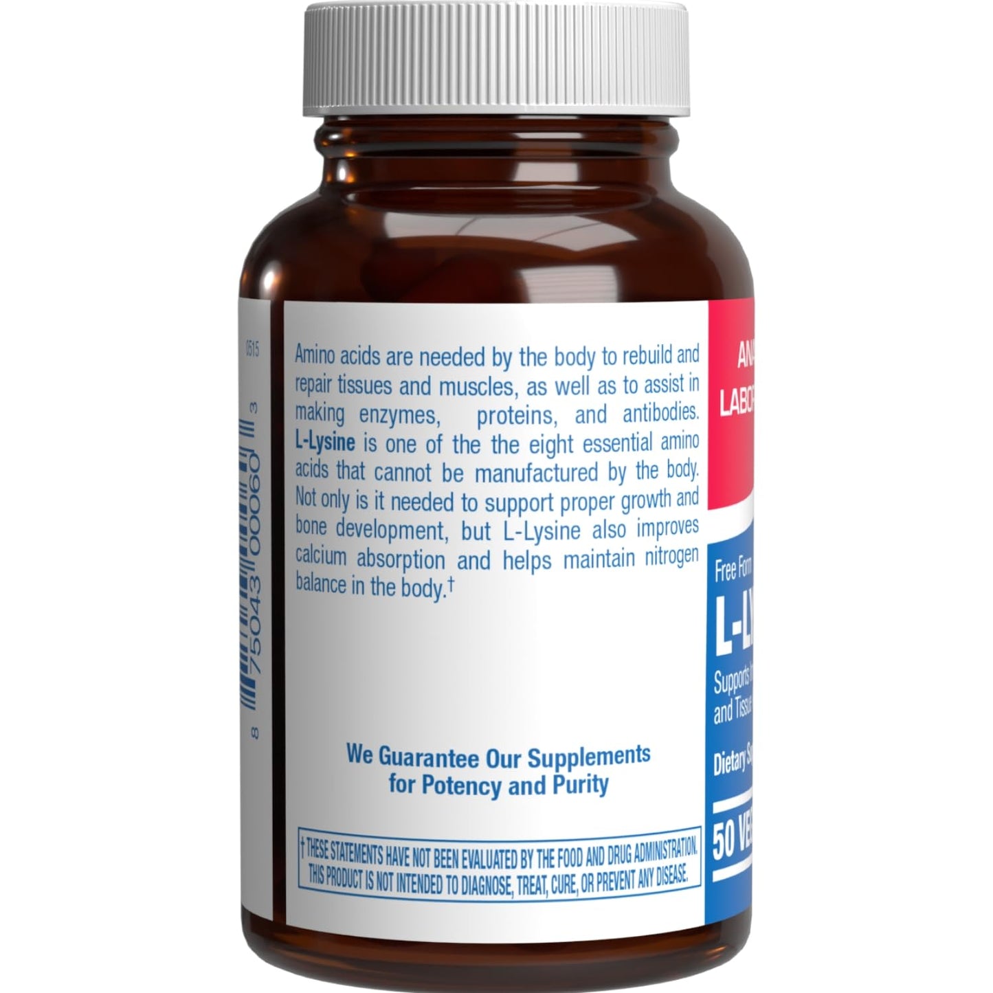 Anabolic Laboratories L Lysine 500 mg Capsules, 50 Count