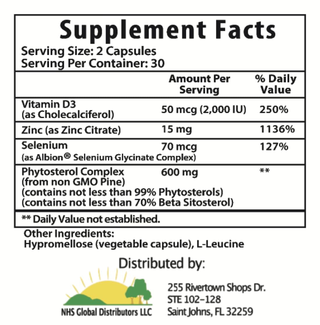NHS Global Prostate Miracle Advanced Formula Beta Sitosterol Prostate Supplement for Men Pine-Derived Phytosterols (Non-GMO) Supports Healthy Urinary Flow Capsules, 2 Pack