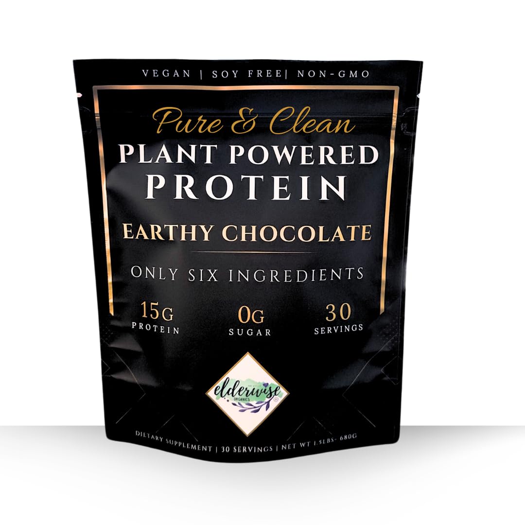 Elderwise Organics Made With Love Plant Based Protein Powder Earthy Chocolate, 24 Servings