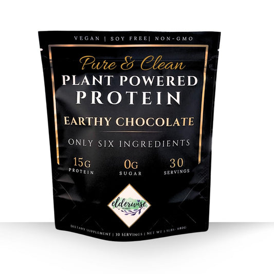 Elderwise Organics Made With Love Plant Based Protein Powder Earthy Chocolate, 24 Servings